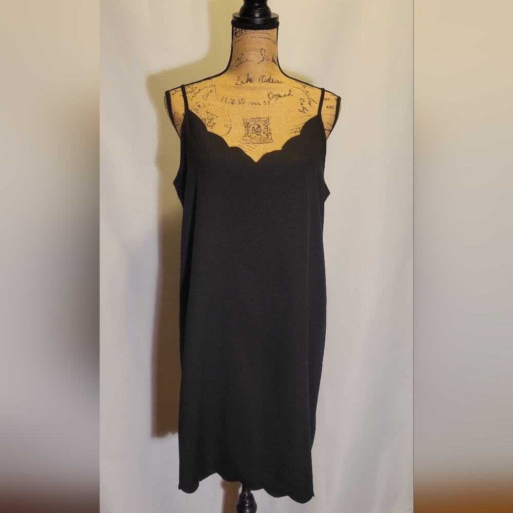 SHEIN Black Shift Slip Mini Dress | Sz. L | Like New!